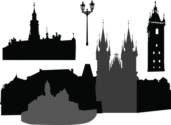 Prágai Sziluett Vektor Illusztráció — Stock Vector