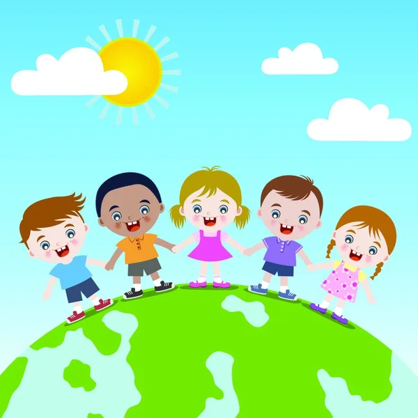 Wielokulturowy Świat Dzieci Graficzny Wektor Ilustracji — Wektor stockowy