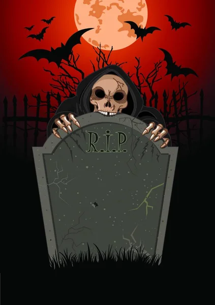 Halloween Ponury Żniwiarz Ilustracja Wektor Graficzny — Wektor stockowy