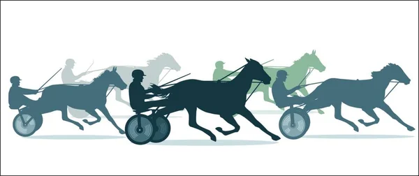 Trotting Horse Racing Grafik Vektör Çizimi — Stok Vektör