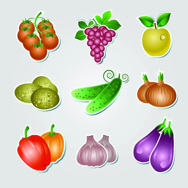 Набор Векторных Иллюстраций Овощей — стоковый вектор