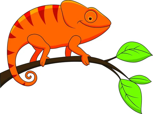 Desenho Animado Camaleão Engraçado Ilustração Vetorial Colorido — Vetor de Stock