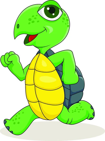 Turtle Running Illustration Vectorielle Colorée — Image vectorielle