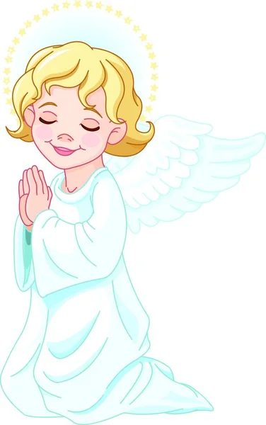 Praying Angel Colorful Vector Illustration — Stock Vector
