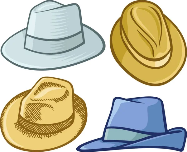 Sombreros Fedora Ilustración Vectorial — Vector de stock