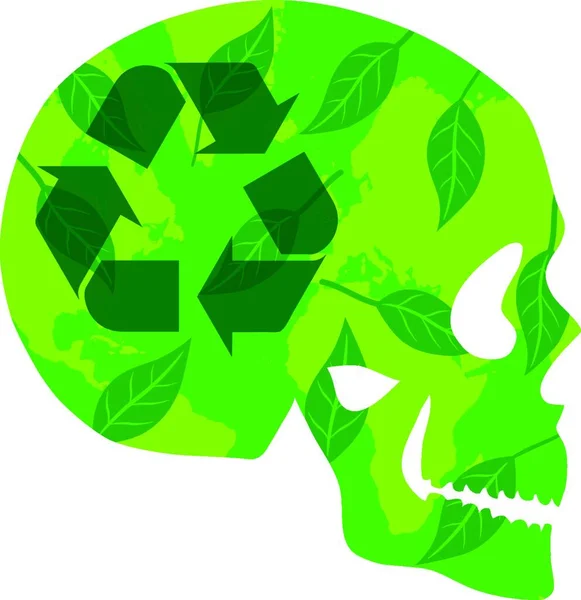 Crâne Think Green Illustration Vectorielle Colorée — Image vectorielle