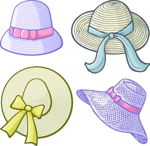 Sombreros Mujer Ilustración Vectorial — Vector de stock