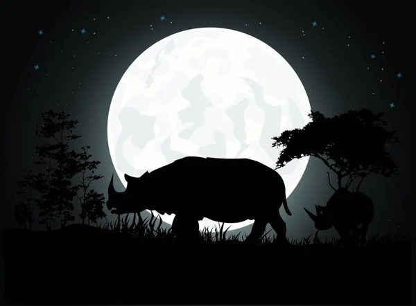 Silhouette Rhinocéros Illustration Vectorielle — Image vectorielle