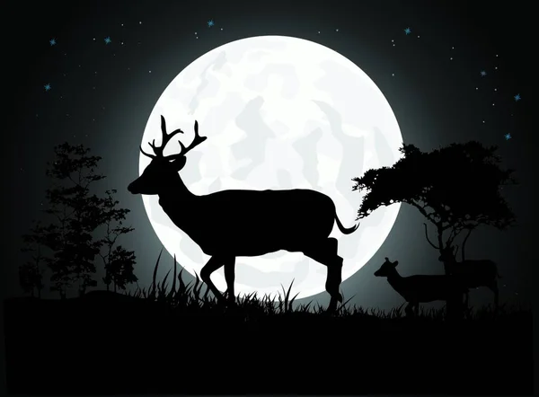 Silhouette Deer Vector Illustration — Stock Vector