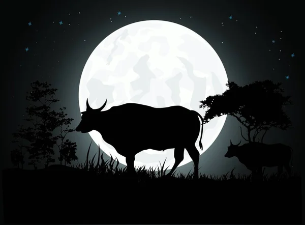 Silueta Vektorové Ilustrace Krávy — Stockový vektor