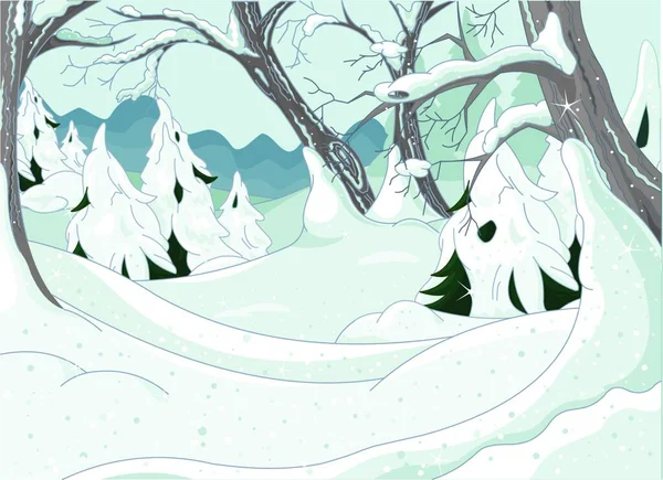 Zimowy Las Kolorowe Wektor Ilustracji — Wektor stockowy