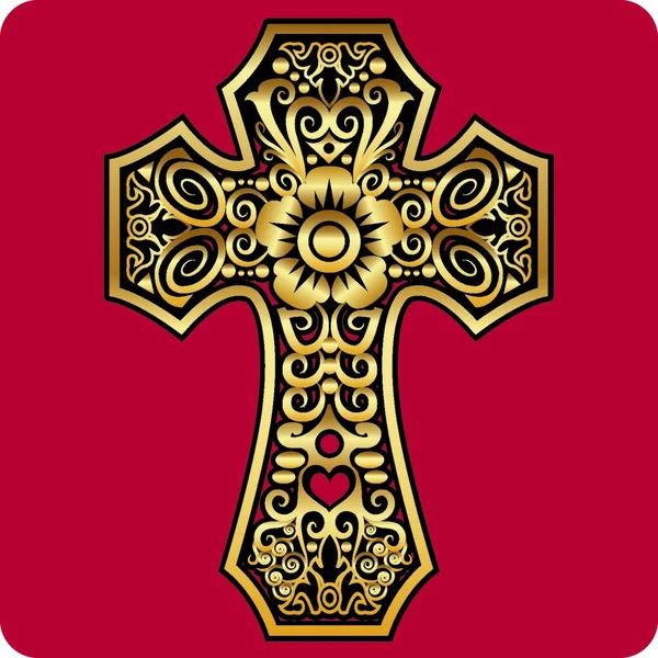 黄金の十字の装飾 ベクトルイラスト — ストックベクタ