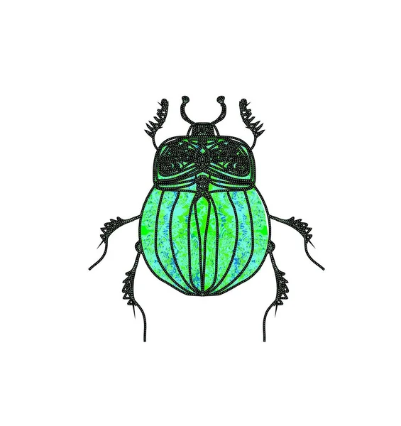 Scarab Beetle Flat Icon Vector Illustration — Stock Vector