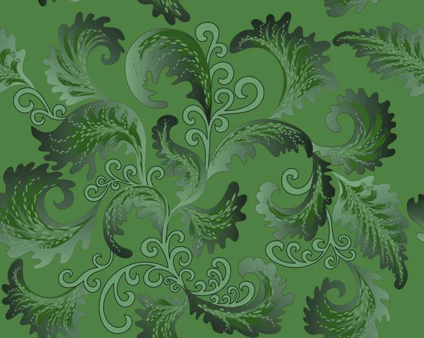 緑の葉模様 カラフルなベクターイラスト — ストックベクタ