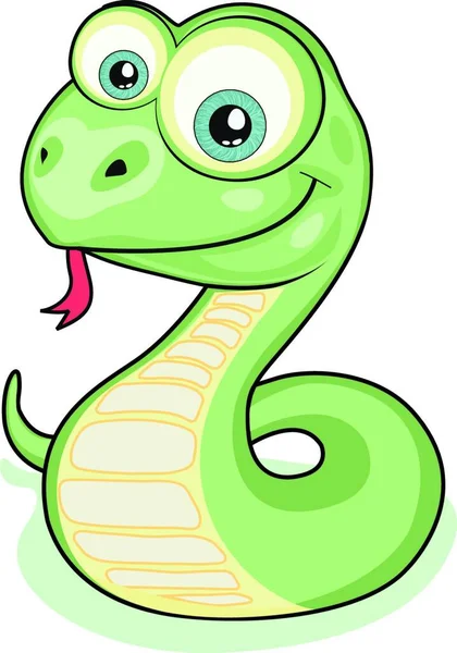 绿色蛇形图解 有毒动物 — 图库矢量图片
