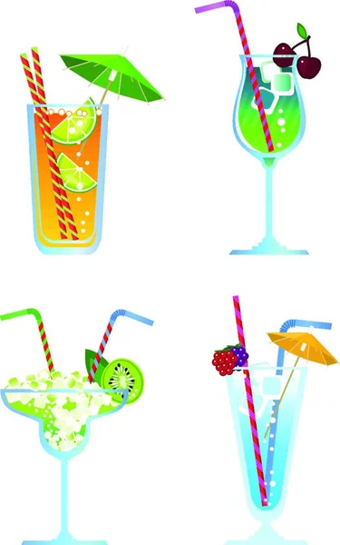 Cocktails Ilustração Vetorial Gráfica — Vetor de Stock