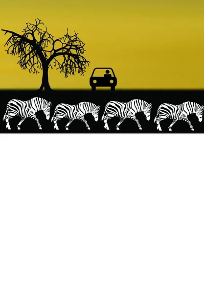 在非洲的野生动物园的插图 — 图库矢量图片