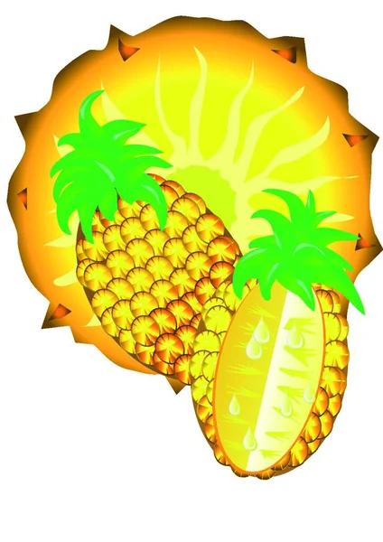Gesneden Ananas Grafische Vector Illustratie — Stockvector