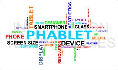 kelime bulut - phablet, grafik vektör illüstrasyonu 