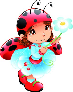 Uğurböceği Kız. grafik vektör illüstrasyonu 