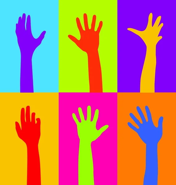 Colorful Hands Graphic Vector Illustration — Stock Vector