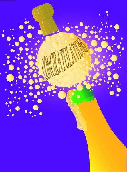 Congratulations Champagne Graphic Vector Illustration — Stock Vector