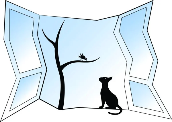 Cat Bird Graphic Vector Illustration — Stock Vector
