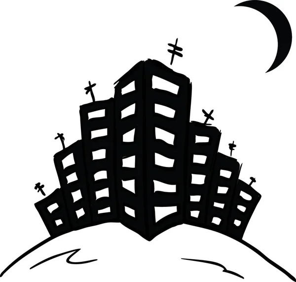 Night City Graphic Vector Illustration — Stock Vector