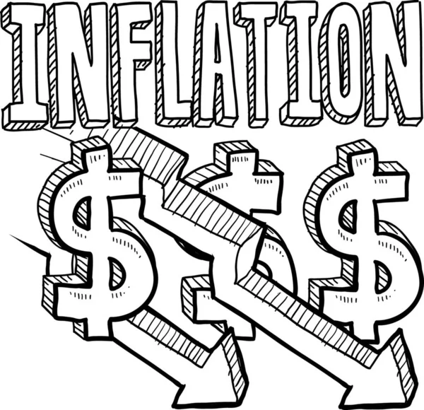 通货膨胀减少示意图矢量说明 — 图库矢量图片
