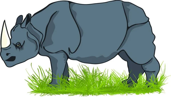 Большая Графическая Векторная Иллюстрация Носорога — стоковый вектор