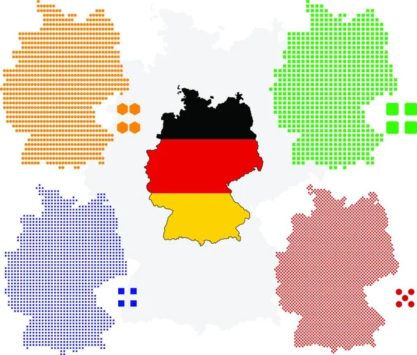 Németország Térképvektorkészlete — Stock Vector