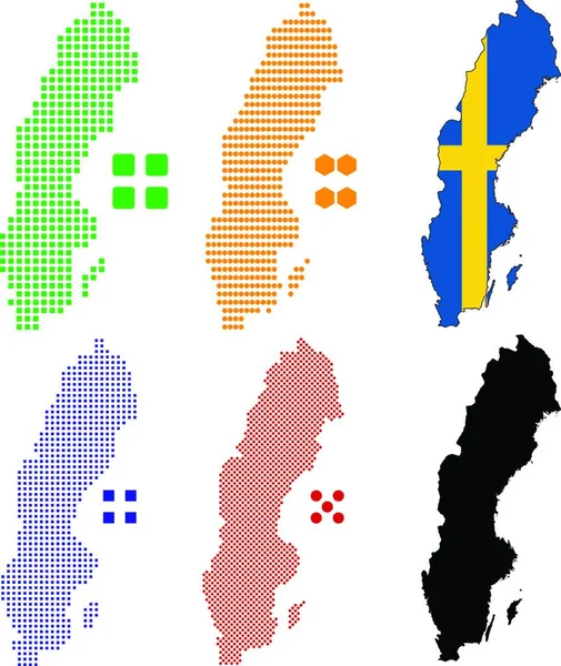 スウェーデン地図ベクトルセット — ストックベクタ