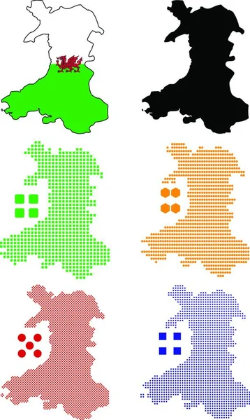 Gales Mapas Vector Conjunto — Vector de stock