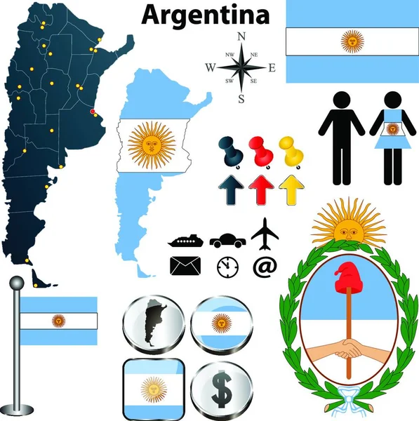 Αργεντινή Χάρτη Web Απλή Απεικόνιση — Διανυσματικό Αρχείο