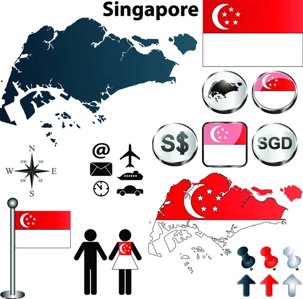 Εικονογράφηση Διάνυσμα Χάρτης Σιγκαπούρης — Διανυσματικό Αρχείο