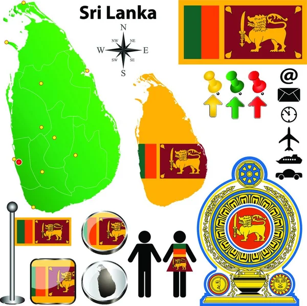 Sri Lanka Mapa Ilustração Vetorial — Vetor de Stock