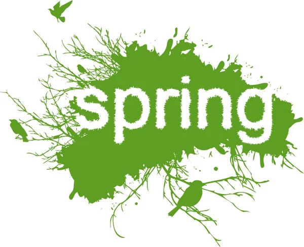Letras Primavera Splat Verde —  Vetores de Stock