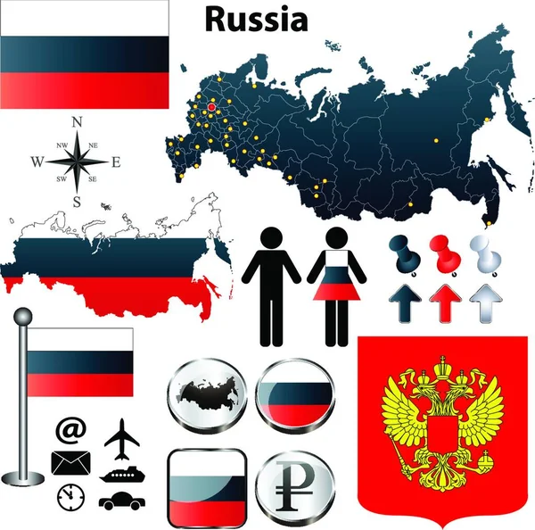 Rusia Mapa Moderno Vector Ilustración — Vector de stock