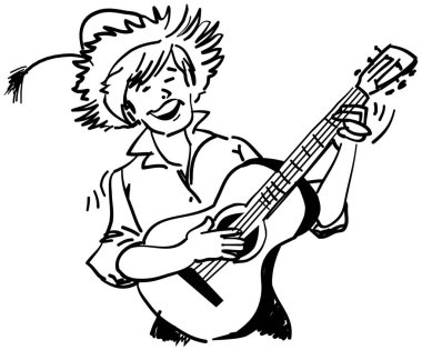 Gitarist modern vektör çizimi