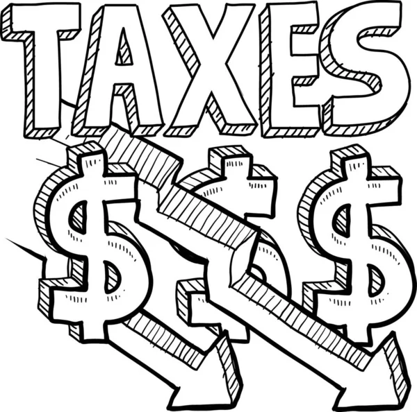 Impostos Decrescentes Esboço Ilustração Vetorial — Vetor de Stock