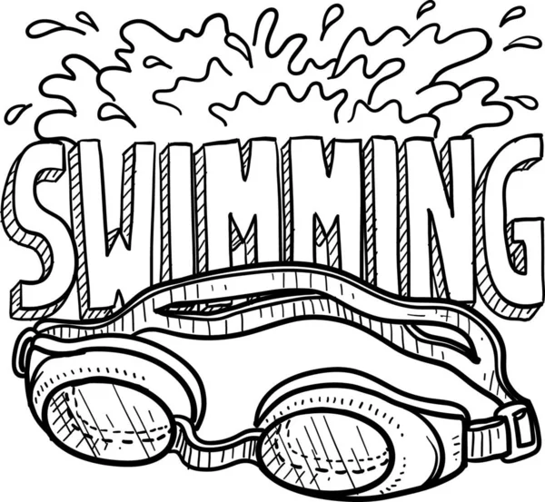 Swimming Sports Sketch Vector Illustration — Stock Vector