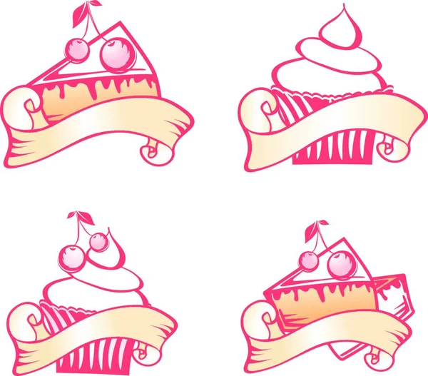 Collection Cupcake Illustration Vectorielle Colorée — Image vectorielle