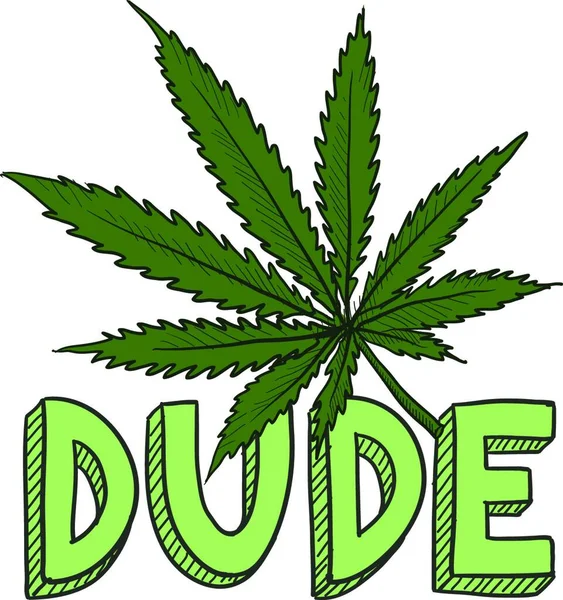 Dude Marijuana Schizzo Vettore Illustrazione — Vettoriale Stock