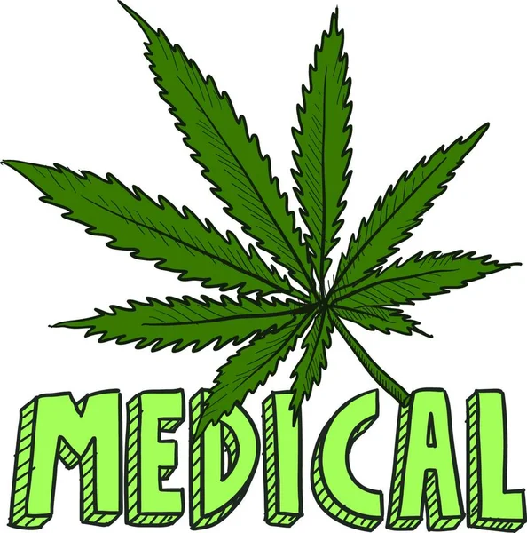 Medical Marijuana Sketch Vector Illustration — Stock Vector
