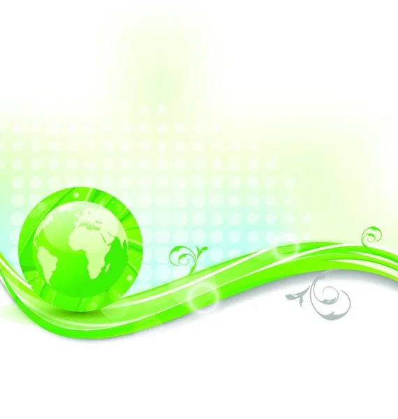 Tło Globalnym Planety Ekologiczne Zielone Liście — Wektor stockowy