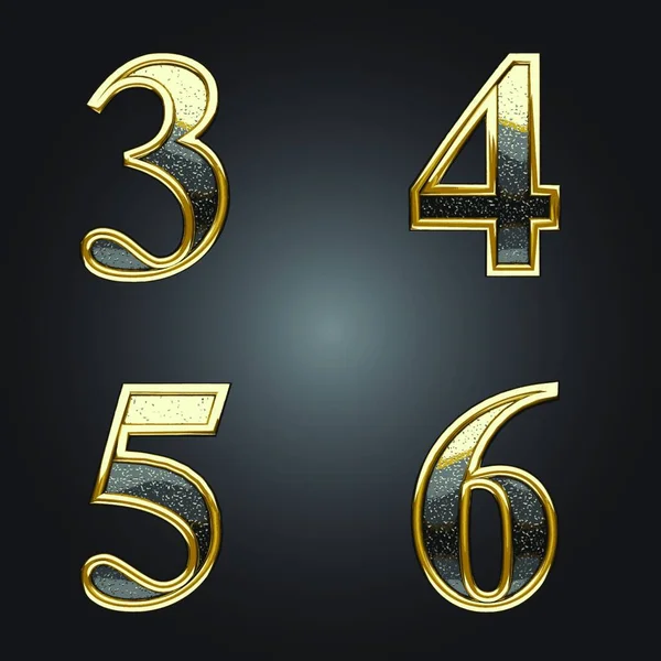 Golden Silver Numbers Illustration — Stock Vector