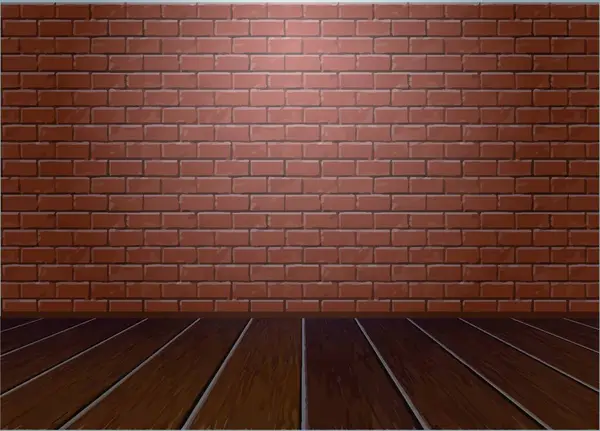 Wooden Floor Brick Wall — Stock Vector