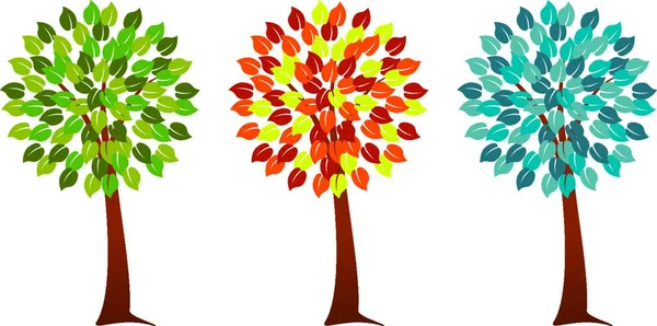 Vector Trees Leaves Illustration — Stock Vector