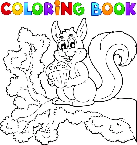 Coloriage Thème Écureuil Livre — Image vectorielle
