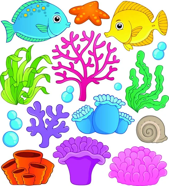 Récif Corallien Thème Collection — Image vectorielle
